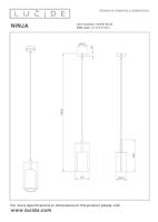 Lucide NINJA - Hanglamp - Ø 11,5 cm - 1xE27 - Geel - thumbnail