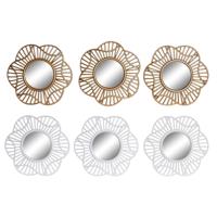 Set spiegels DKD Home Decor Kristal Gouden Wit Polypropyleen (25 x 2 x 25 cm) (2 Stuks) - thumbnail