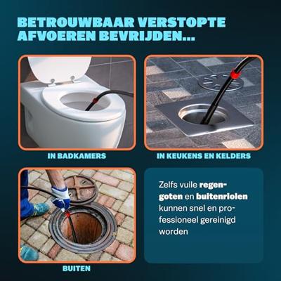 Riool - Leidingen reinigerset Premium 5-delig zwart 30m