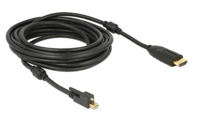 Delock 83732 Kabel mini DisplayPort 1.2 male met schroef > HDMI male 4K Actief zwart 5 m Delock 83732 Kabel mini DisplayPort 1.2 male met schroef > HDMI male 4K Actief zwart 5 m