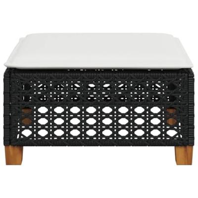 Tuinkruk met kussen 63,5x56x32 cm poly rattan zwart