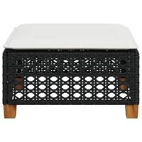 Tuinkruk met kussen 63,5x56x32 cm poly rattan zwart - thumbnail