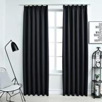 VidaXL Gordijnen verduisterend met haken 2 st 140x245 cm zwart - thumbnail