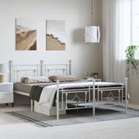 Bedframe met hoofd- en voeteneinde metaal wit 193x203 cm - thumbnail