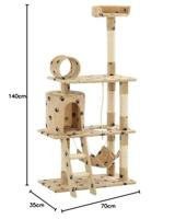 VidaXL Kattenkrabpaal met sisal krabpalen 140 cm pootafdrukken beige - thumbnail