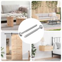 Houten Schroeven 2 pcs Zilver M6 x 70 mm Staal - thumbnail