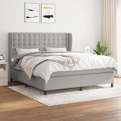 Boxspring met matras stof lichtgrijs 180x200 cm