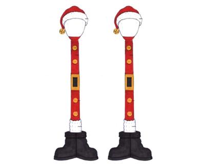 Lemax santa street lamp s/2 verlichte kerstdorp accessoire Santa's Wonderland 2016