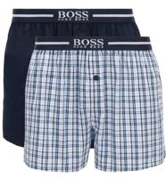 Hugo Boss Boxers wijd 2-pack effen-ruit blauw - thumbnail