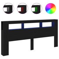 LED Hoofdbord Zwart eiken 220 x 18.5 x 103.5 cm Bewerkt hout - thumbnail
