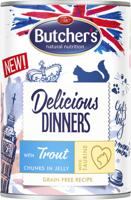 BUTCHER'S Delicious Dinners Stukjes met forel in gelei - nat kattenvoer - 400g - thumbnail
