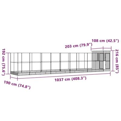 vidaXL Volière met verlengstuk 1037x203x216 cm staal zilverkleurig, vogelvolière, papegaaienkooi, grote papegaaienkooi, parkietenkooi, grote vogelkooi