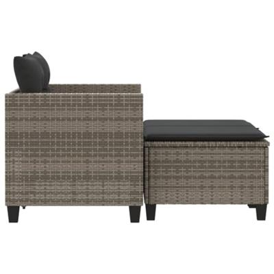 Tuinbank 2-zits met voetenbanken poly rattan grijs Tuinbank 2-zits met voetenbanken poly rattan grijs