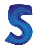 Folieballon Blauw Cijfer &apos;5&apos; Groot - thumbnail