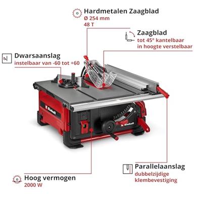 Einhell TE-TS 10 T Tafelcirkelzaag 254 mm 1800 W 220 V, 230 V, 240 V