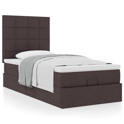 Ottoman bed met matras 140x200cm stof donkerbruin - thumbnail