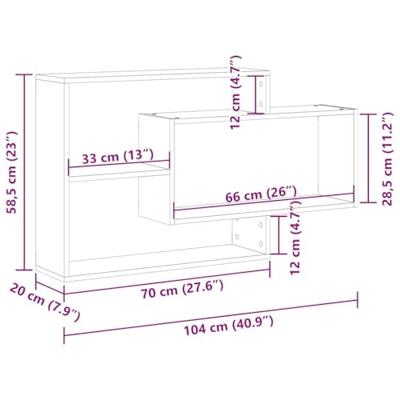Wandschap 104x20x58,5 cm bewerkt hout artisanaal eikenkleurig Wandschap 104x20x58,5 cm bewerkt hout artisanaal eikenkleurig