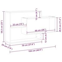Wandschap 104x20x58,5 cm bewerkt hout artisanaal eikenkleurig - thumbnail
