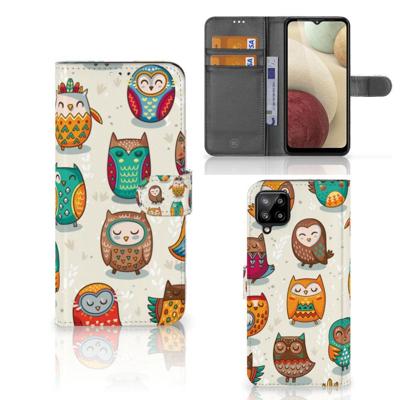 Samsung Galaxy A12 | Telefoonhoesje | Met pasjeshouder | Vrolijke Uilen