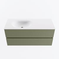 MONDIAZ VICA 110cm badmeubel onderkast Army 2 lades. Wastafel MOON links 1 kraangat, kleur Talc. - thumbnail