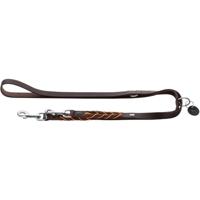 HUNTER Verstelbare leiband SOLID Education Cord, Kleur: Donkerbruin/Oranje, Duurzaam Leer, Decoratief Polyester Touw, Handgemaakt, met Sleutelhanger, Maat 20/200 - thumbnail