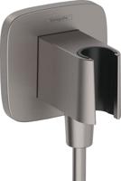 Hansgrohe FixFit Q muuraansluitbocht met handdouchehouder, Brushed Black Chrome - thumbnail
