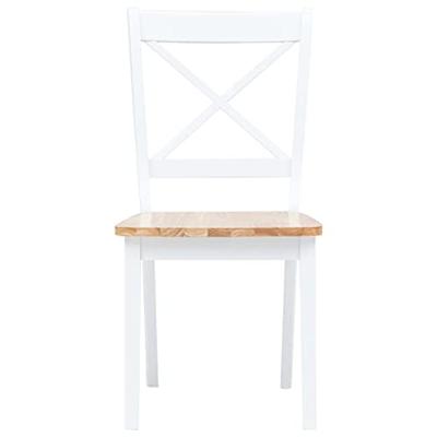 Eetkamerstoelen 2 st massief rubberwood naturel en wit