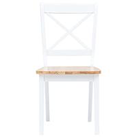 Eetkamerstoelen 2 st massief rubberwood naturel en wit - thumbnail