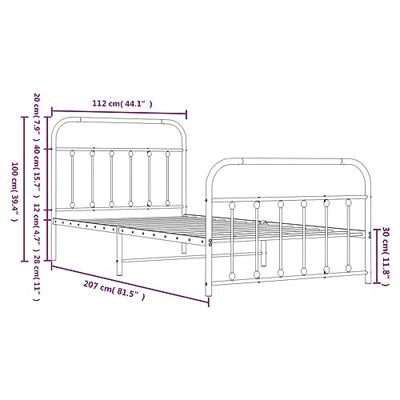Bedframe met hoofd- en voeteneinde metaal wit 107x203 cm