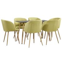 vidaXL 7-delige Eethoek stof groen - thumbnail