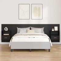 Hoofdbord Met Kast met lade 3 pcs Zwart Eiken Bewerkt hout - thumbnail