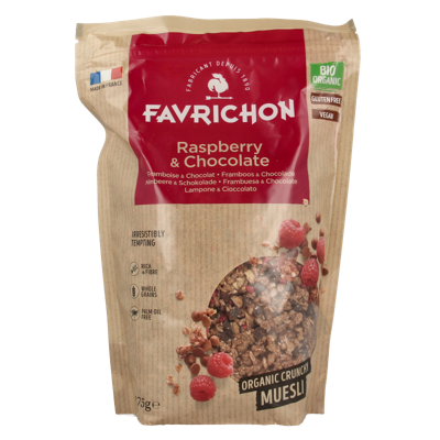 Favrichon Framboos & chocolade crunchy muesli 375 Gram