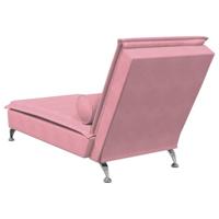 Massage chaise longue met bolster fluweel roze - thumbnail