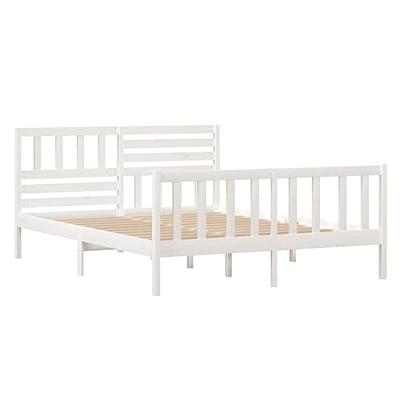 Bedframe massief hout wit 120x190 cm