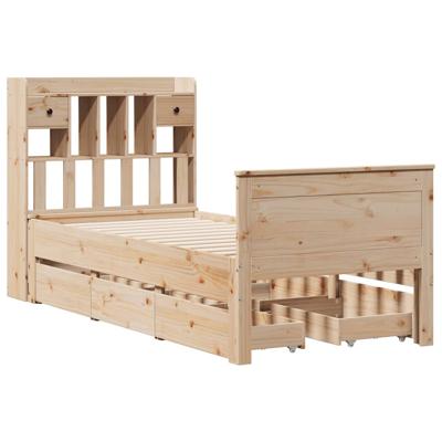Bed met boekenkast zonder matras massief grenenhout 100x200 cm - thumbnail