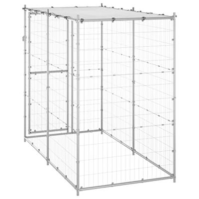 VidaXL Hondenkennel buiten met dak 110x220x180 cm gegalvaniseerd staal