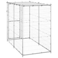 VidaXL Hondenkennel buiten met dak 110x220x180 cm gegalvaniseerd staal - thumbnail