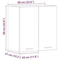 Keukenwandkast 60x31x60 cm spaanplaat oud hout - thumbnail