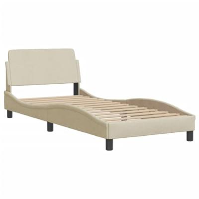 Bed met matras stof crèmekleurig 80x200 cm