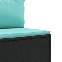 10-delige Loungeset met kussens poly rattan zwart - thumbnail