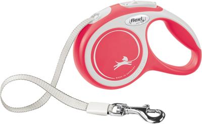 Flexi New Comfort Tape Grijs & Rood Extra Kleine 3m Intrekbare Hondenriem/Leiding voor honden tot 12kgs/26lbs