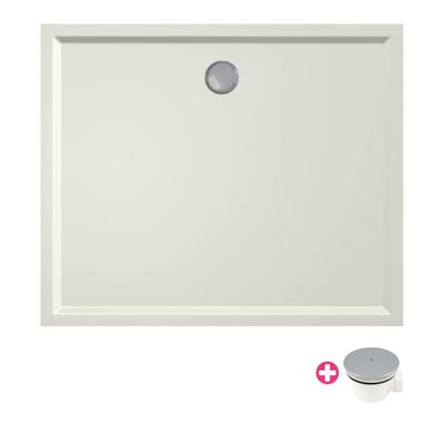 Douchebak Xenz Mariana | 120x100x4 cm | Incl.Afvoersifon-Chroom | Acryl | Rechthoekig | Pergamon glans