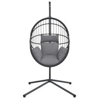 Hangstoel met standaard rattan en staal grijs - thumbnail