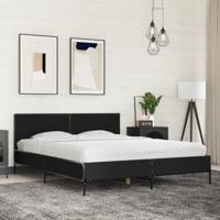 Bedframe bewerkt hout metaal zwart 150x200 cm - thumbnail