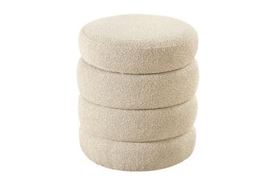 Ronde poef VOGUE 50cm taupe Bouclé poef met opbergruimte - 46685