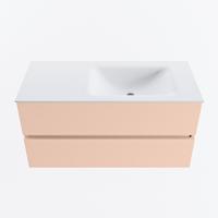 MONDIAZ VICA 100cm badmeubel onderkast Rosee 2 lades. Wastafel CLOUD rechts 1 kraangat, kleur Talc. - thumbnail
