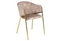 Design Stoel NOBLESSE champagne beige fluweel goud verchroomd metalen frame - 47582 - thumbnail