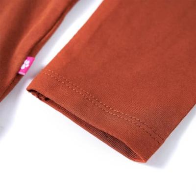 Kindershirt met lange mouwen vogelprint 104 cognackleurig - thumbnail