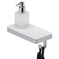 Planchet met Zeepdispenser en Handdoekhaak Geesa Frame Wit Chroom - thumbnail