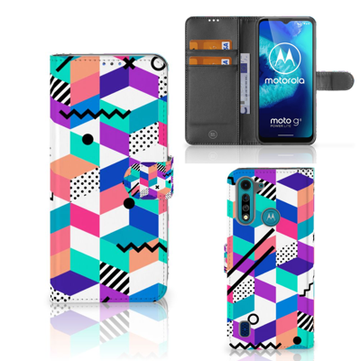 Motorola G8 Power Lite | Book Case | Blokken Kleurrijk